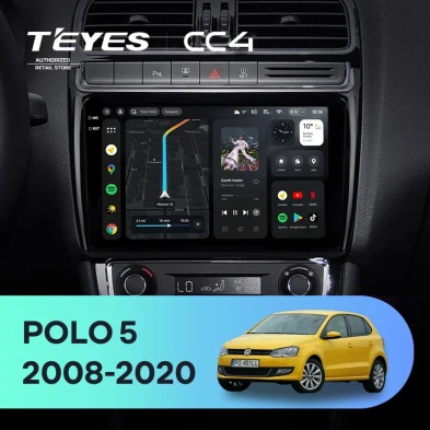 Штатная магнитола Teyes CC4 8/128 Volkswagen Polo 5 (2008-2020) F1