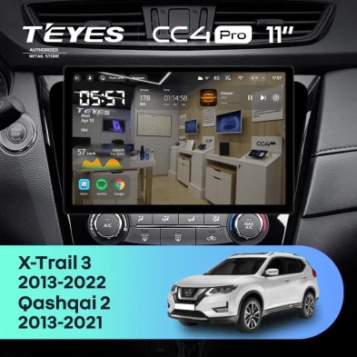 Штатная магнитола Teyes CC4 Pro 8/128 Nissan X-Trail 3 T32 (2013-2021) F2 Тип-C (11")