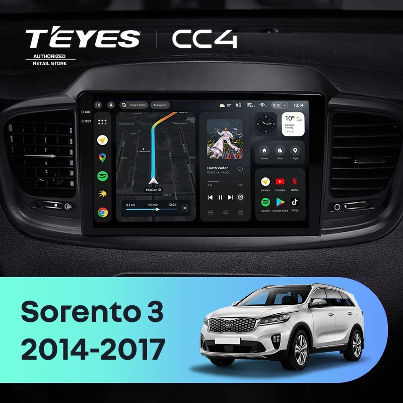 Штатная магнитола Teyes CC4 6/64 Kia Sorento 3 Prime (2014-2017) Тип-B