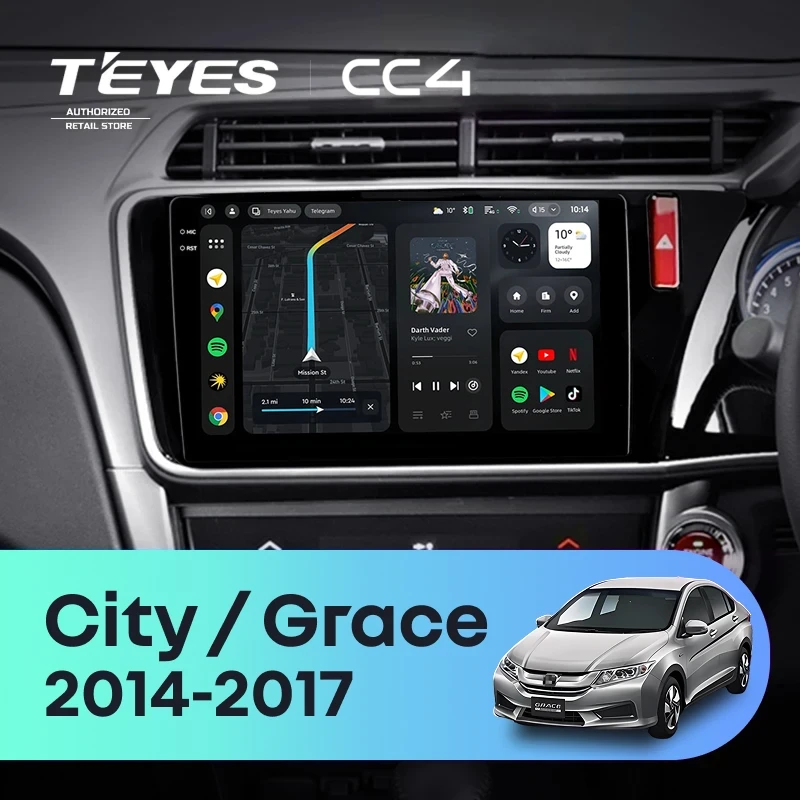 Штатная магнитола Teyes CC4 8/128 Honda City (2014-2017) Тип-A Правый руль