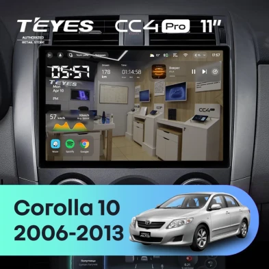 Штатная магнитола Teyes CC4 Pro 8/128 Toyota Corolla 10 E140 E150 (2006-2013) Тип-A (11")