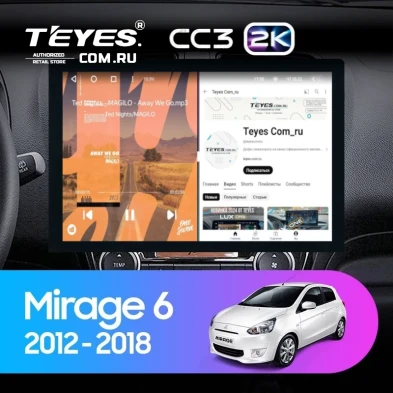 Штатная магнитола Teyes CC3 2K 4/32 Mitsubishi Mirage 6 (2012-2018) (13")