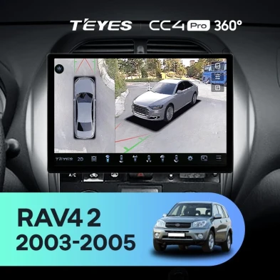 Штатная магнитола Teyes CC4 Pro 360 12/256 Toyota RAV4 2 CA20 CA20W XA20 (2003-2005) F4 (13")