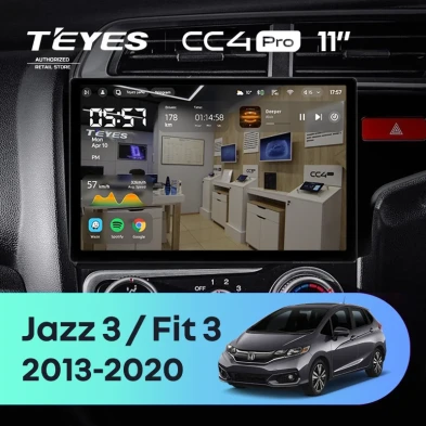 Штатная магнитола Teyes CC4 Pro 8/128 Honda Fit 3 GP GK (2013-2020) Тип-A Правый руль (11")