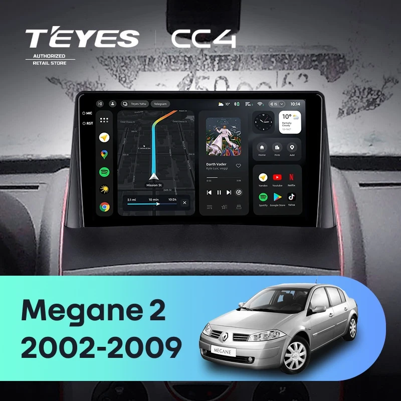 Штатная магнитола Teyes CC4 8/128 Renault Megane 2 (2002-2009)