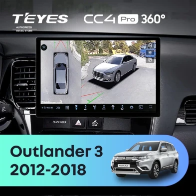 Штатная магнитола Teyes CC4 Pro 360 12/256 Mitsubishi Outlander 3 GF0W GG0W (2012-2018) Тип-B (11")