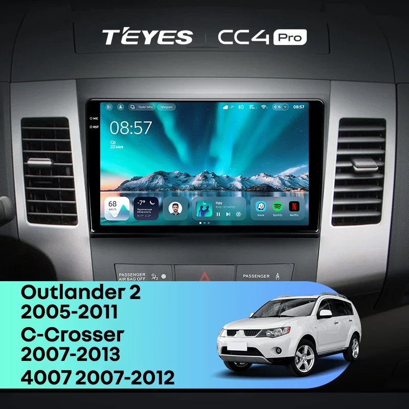 Штатная магнитола Teyes CC4 Pro 8/128 Mitsubishi Outlander 2 (2005-2011) Тип-A